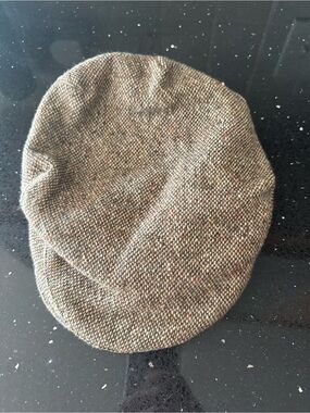 Vintage Hanna Hats Donegal Tweed Newsboy Cap Ireland Brown Wool Flat Cap